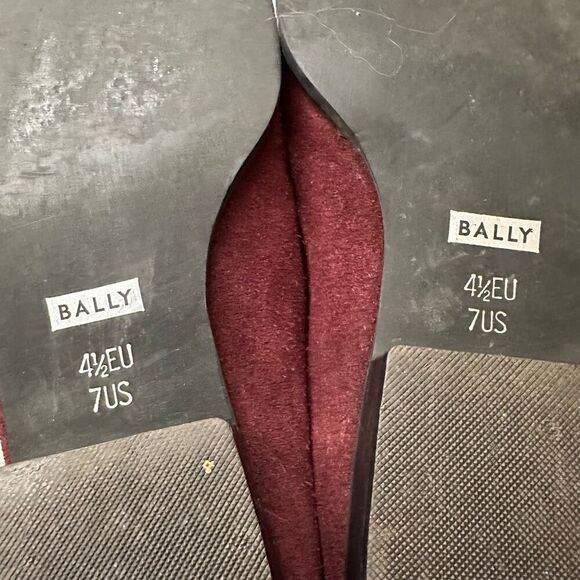 Bally Made in Italy Baleares Maroon Suede Slip‎ On Square Toe Mules  size 7M - Picture 10 of 10